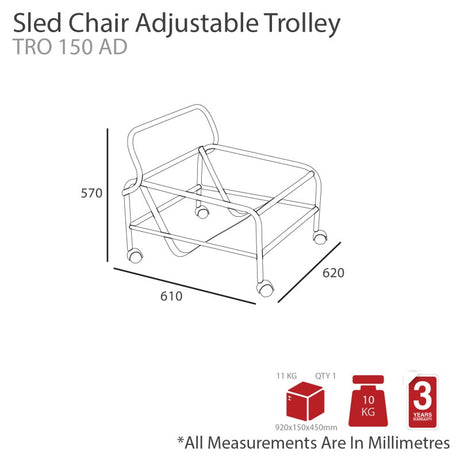 Ma Sleigh Adjustable Trolley For Sled Base Chair