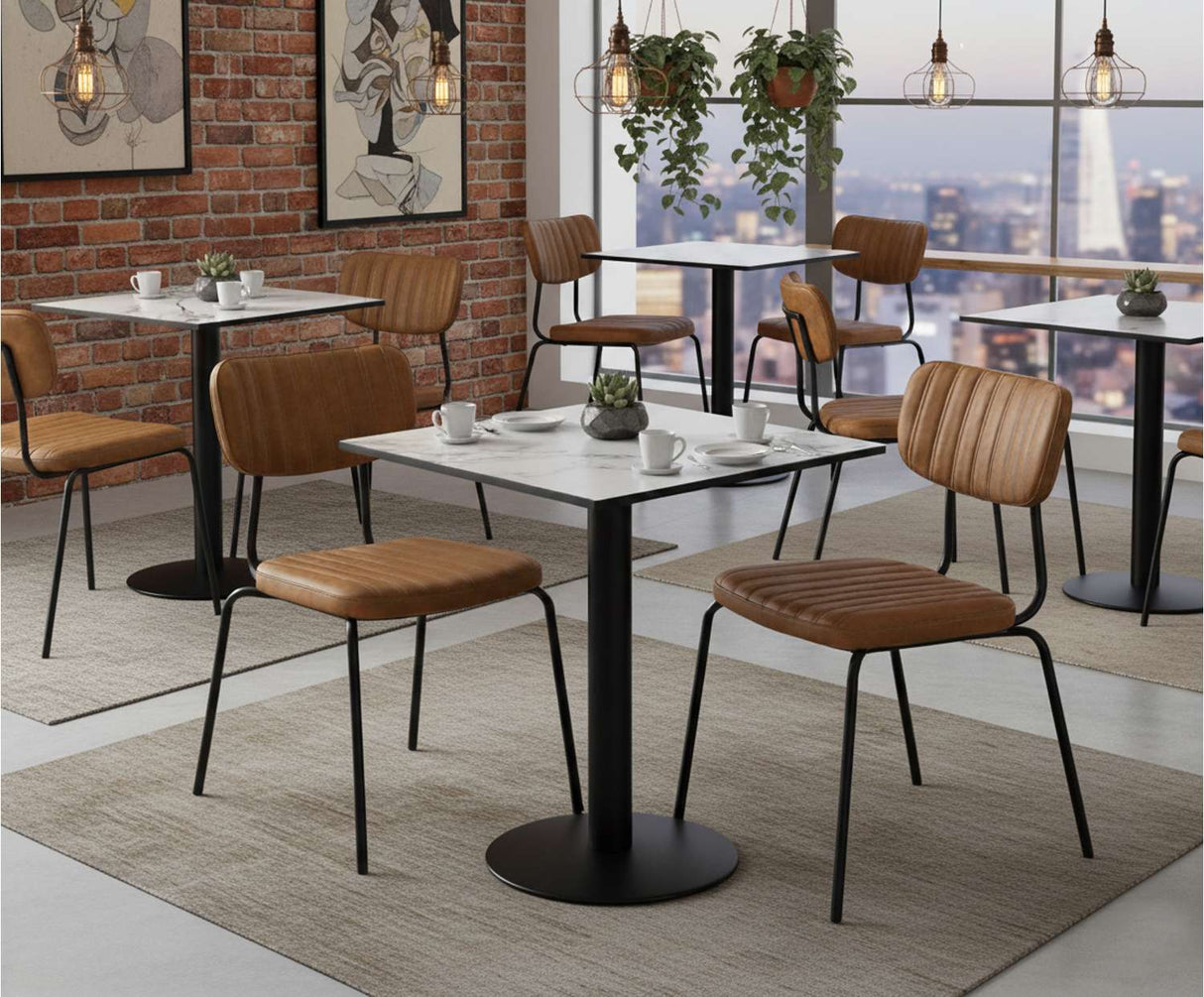 FL Tiramisu Premium Vinyl Upholstered Black Frame Function Chair
