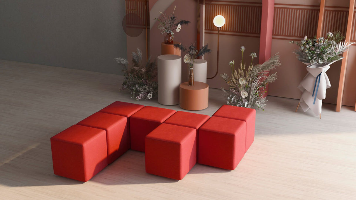 FL PU Leather Cube Ottoman for Reception Area