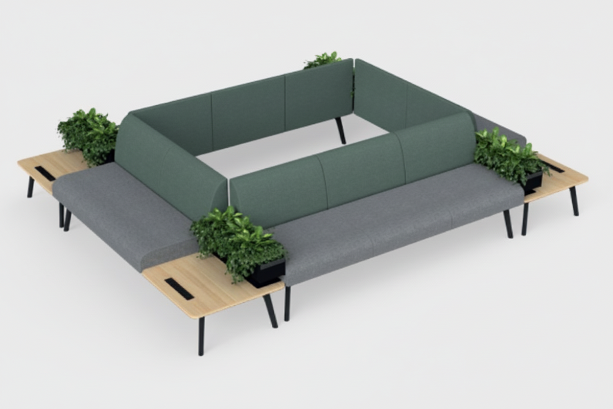 OL Willow Fabric Upholstered Reception Area Sofa with Side Table