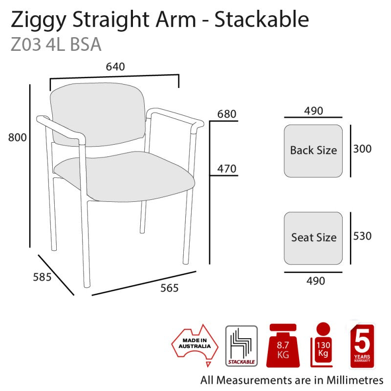 MA Ziggy Fabric or Vinyl Upholstered Stackable Hospital & Age Care Chair