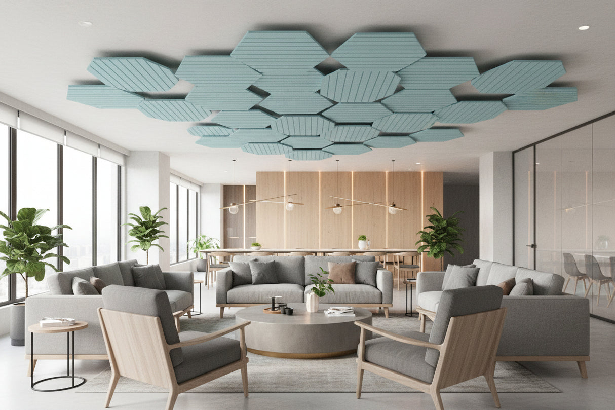 RL Acouline V Groove Hive Hexagonal Hanging Ceiling Panels