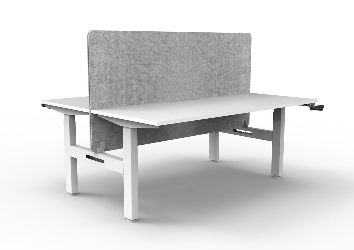 RL Boost Crank 2-User Height Adjustable Workstation with Grey Eco Panel Screen