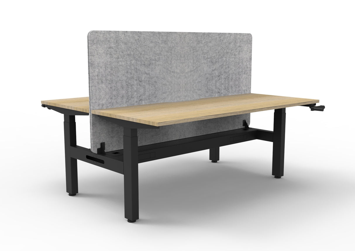 RL Boost Crank 2-User Height Adjustable Workstation with Grey Eco Panel Screen