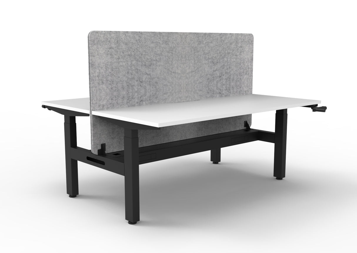 RL Boost Crank 2-User Height Adjustable Workstation with Grey Eco Panel Screen