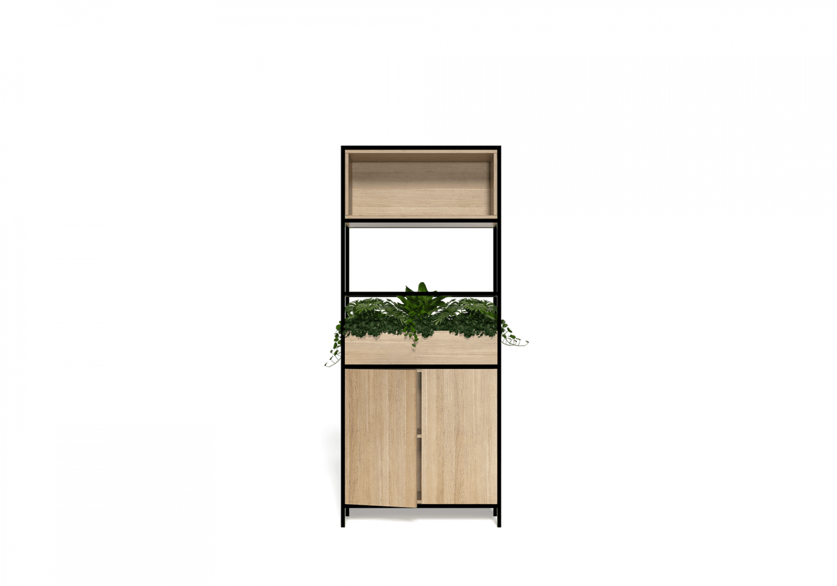 OL Rhodes 2 Door 1 Open Shelf Welded Storage with 3 Planter Box