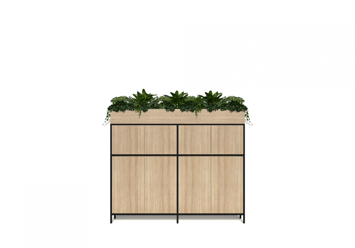 OL Rhodes 4 Door 2 Bay Credenza with Planter Box On Top