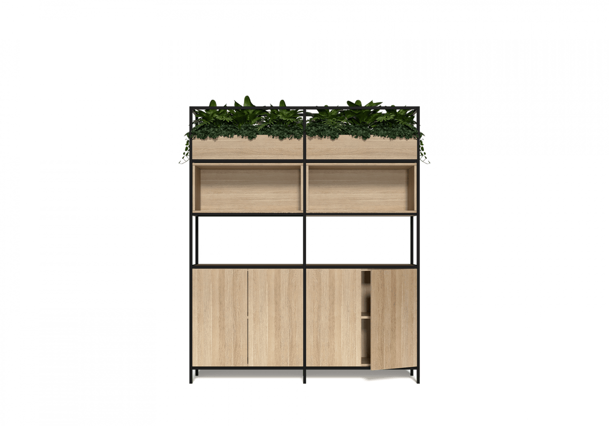 OL Rhodes 4 Door 2 Open Shelf Welded Storage with 6 Planter Box