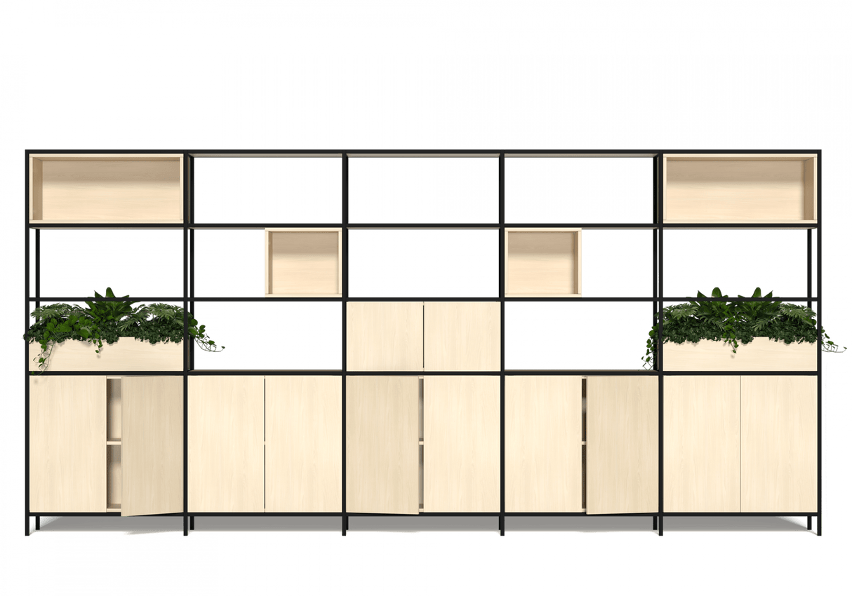 OL Rhodes 12 Door 4 Cubby 5 Bay Welded Storage with 6 Planter Box