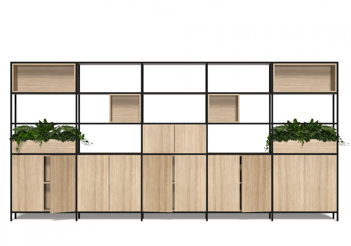 OL Rhodes 12 Door 4 Cubby 5 Bay Welded Storage with 6 Planter Box