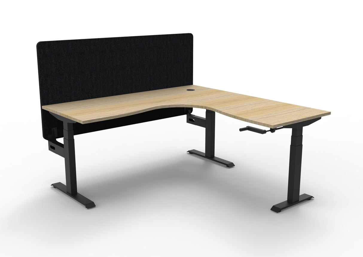 RL Boost Crank Height Adjustable Corner Workstation with Black Eco Panel Screen