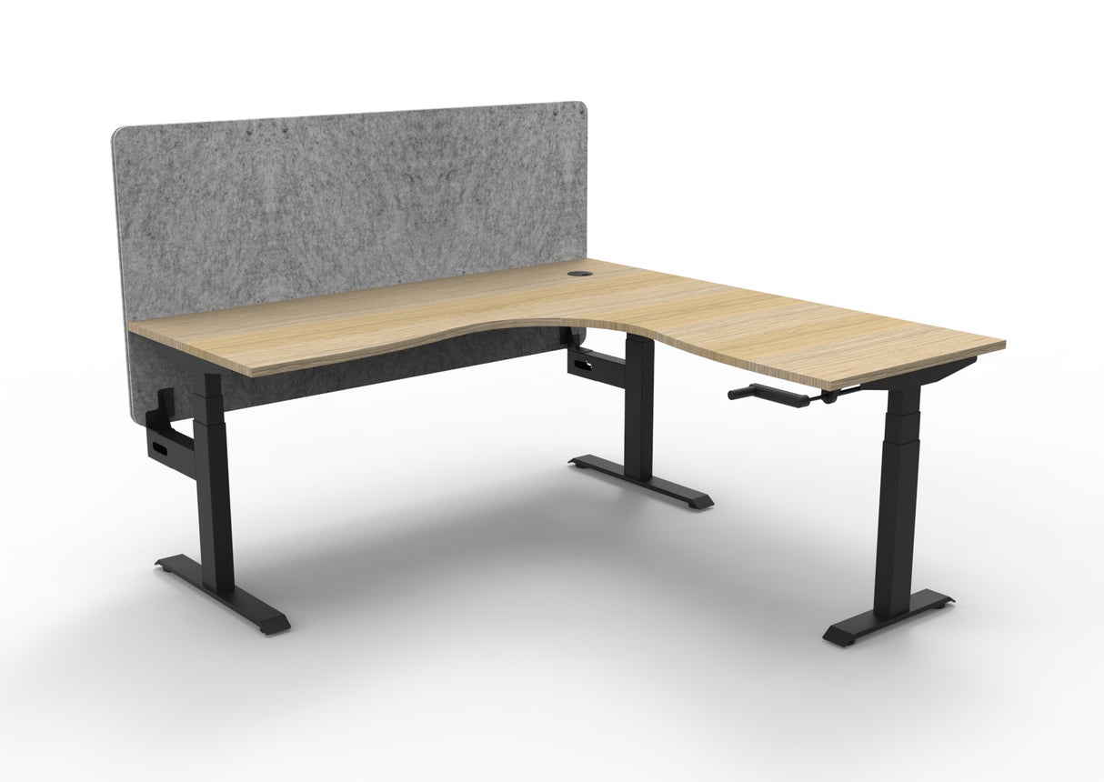 RL Boost Crank Height Adjustable Corner Workstation with Grey Pinnable Eco Panel Screen