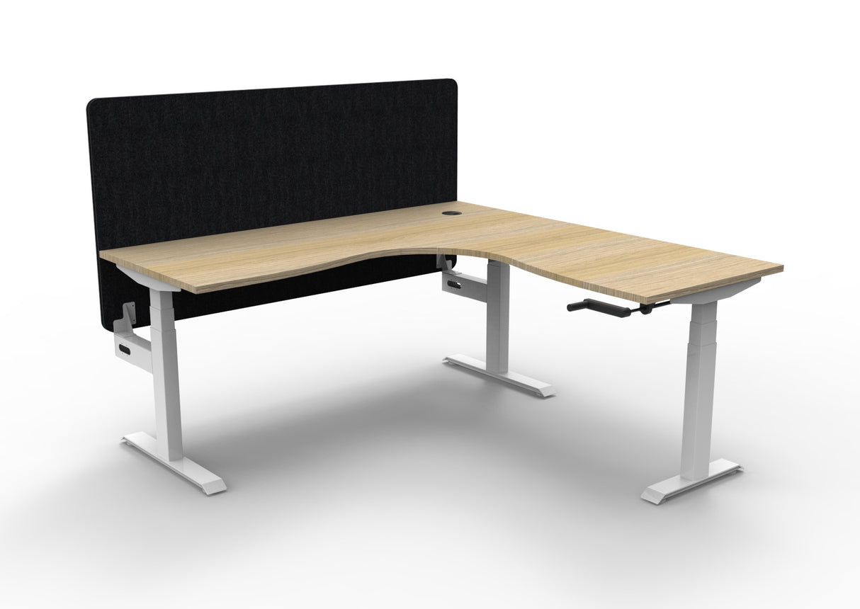 RL Boost Crank Height Adjustable Corner Workstation with Black Eco Panel Screen