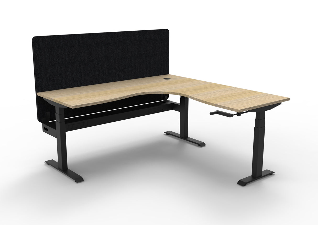RL Boost Crank Height Adjustable Corner Workstation with Black Eco Panel Screen
