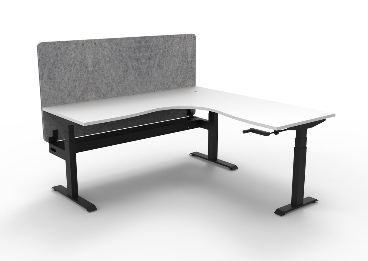 RL Boost Crank Height Adjustable Corner Workstation with Grey Pinnable Eco Panel Screen