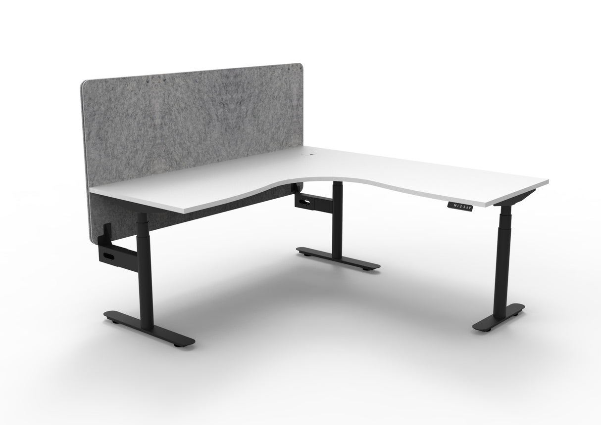 RL Halo Plus Height Adjustable Corner Workstation with Grey Eco Panel Screen