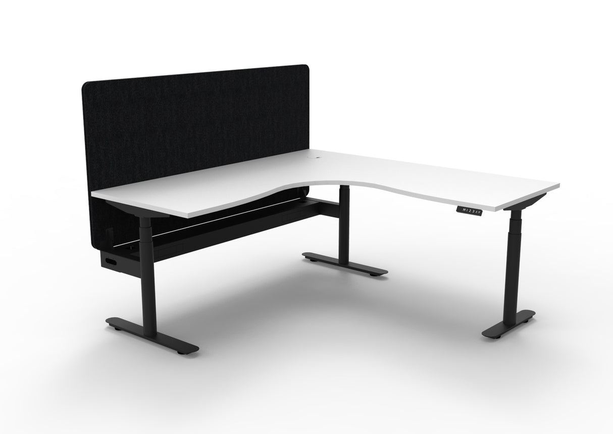 RL Halo Plus Height Adjustable Corner Workstation with Black Eco Panel Screen
