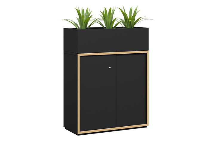 DD Grid Line Sliding Door Planter Storage