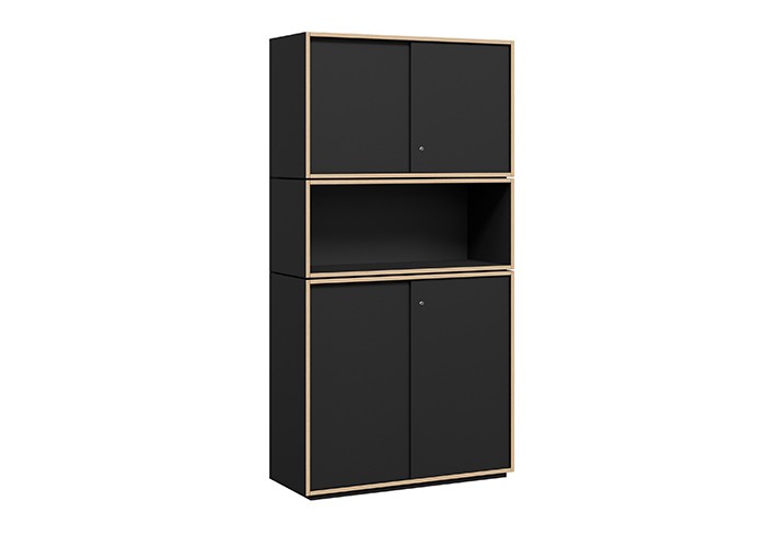 DD Grid Line Sliding Door Multi Shelf Tall Storage Cabinet