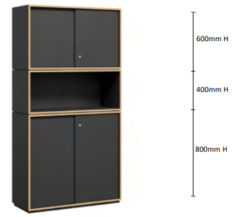 DD Grid Line Sliding Door Multi Shelf Tall Storage Cabinet