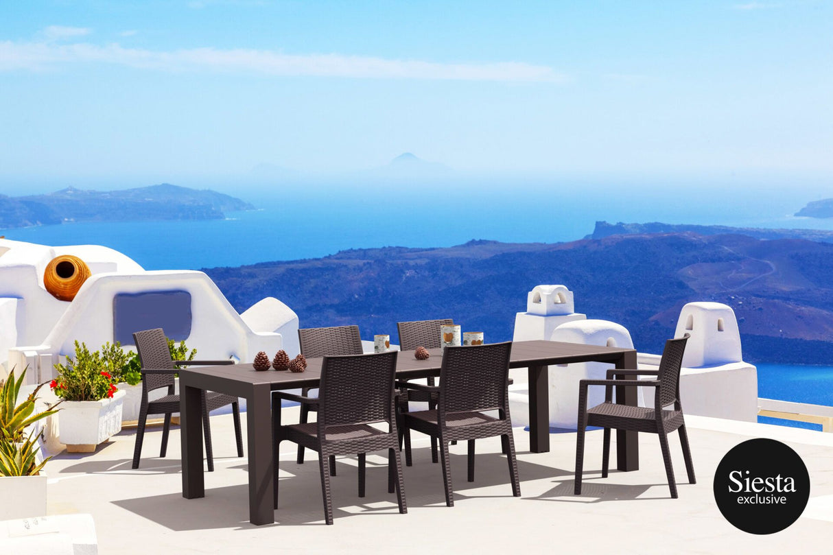 FL Vegas 6 Seater Hospitality Outdoor Extendable Dining Table with Ibiza Armchair