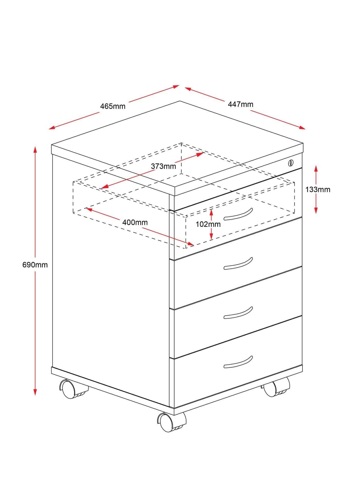 RL Rapid Worker 4 Drawer Mobile Pedestal