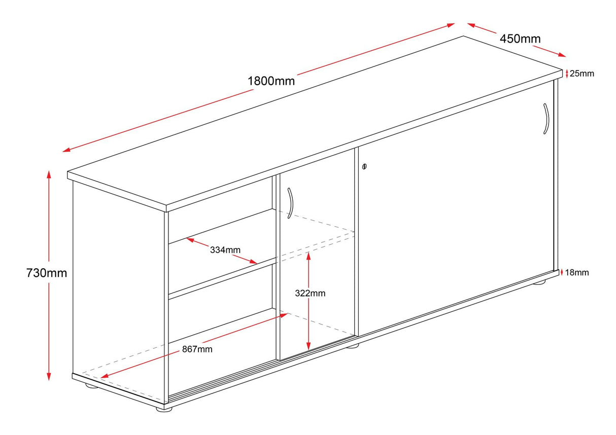 RL Rapid Worker Lockable Sliding Door Credenza
