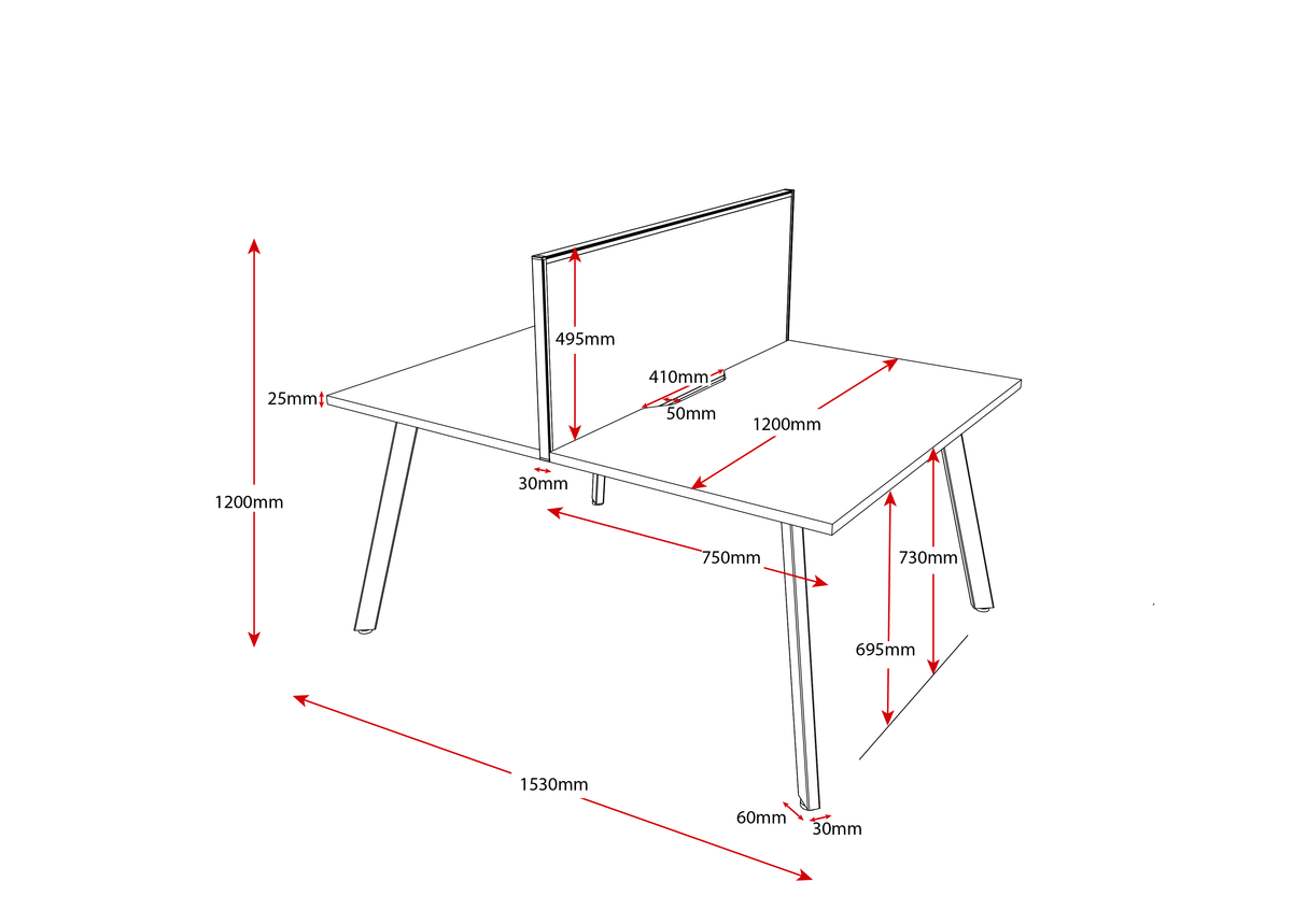 RL Eternity Double Sided Workstation with Black Eco Panel Screen