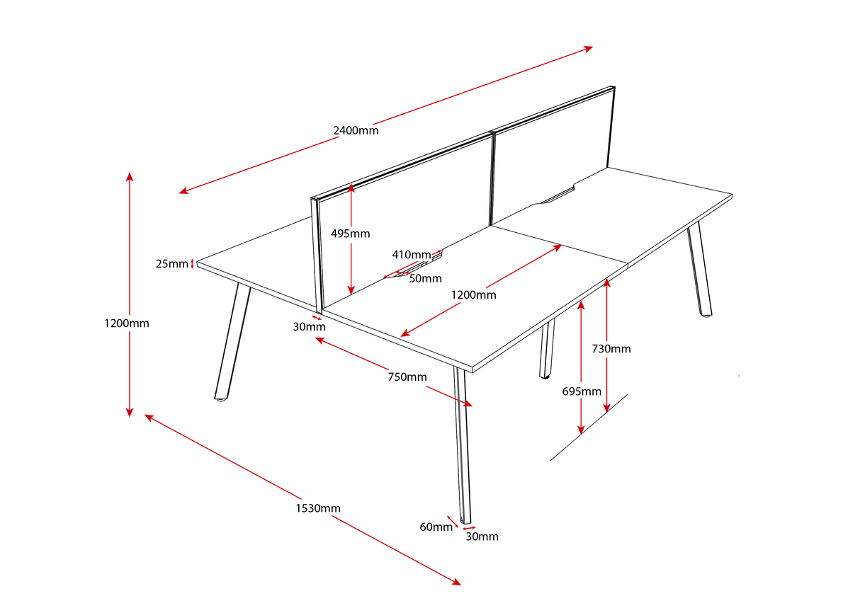 RL Eternity Double Sided Workstation with Black Eco Panel Screen