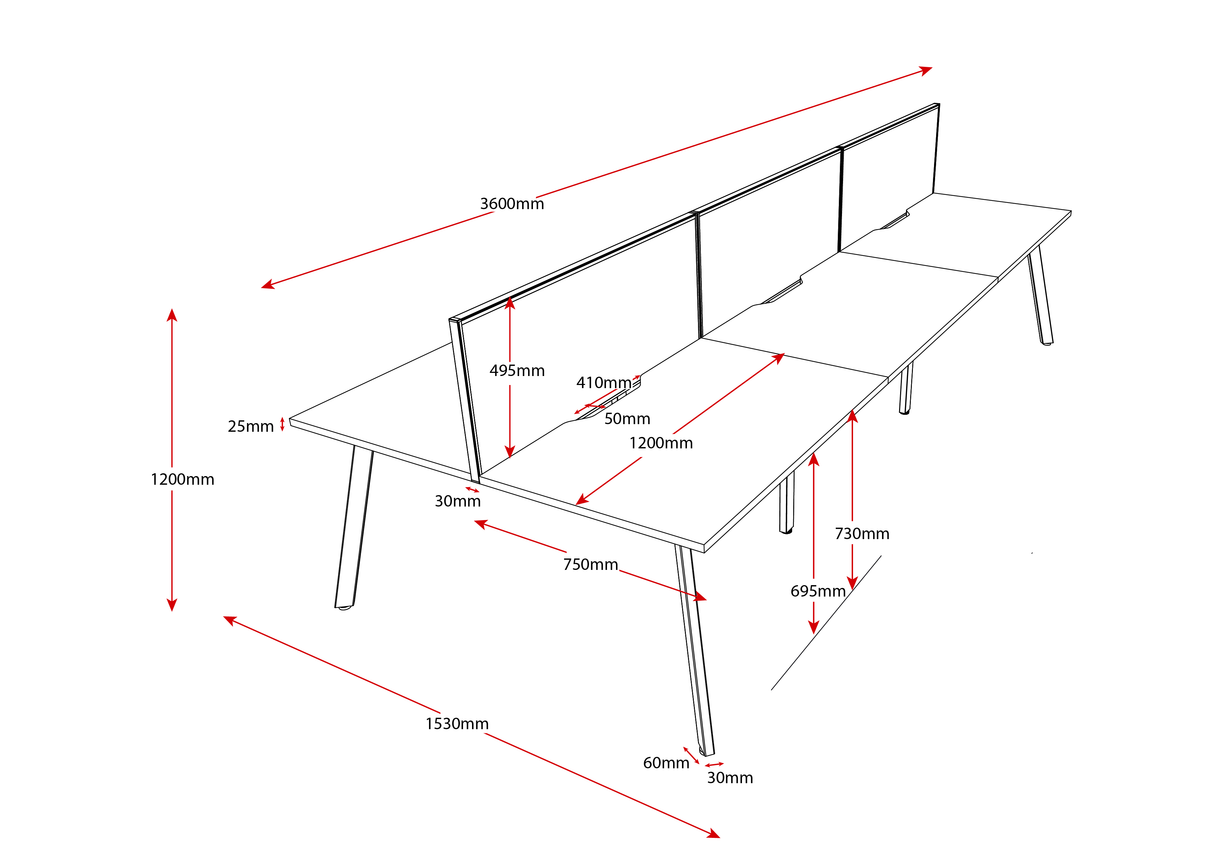 RL Eternity Double Sided Workstation with Black Eco Panel Screen