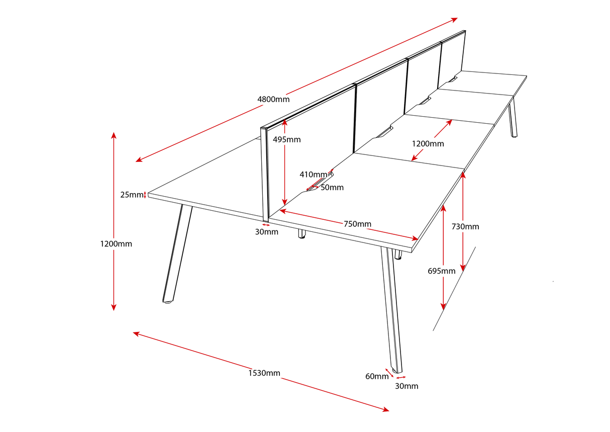 RL Eternity Double Sided Workstation with Black Eco Panel Screen