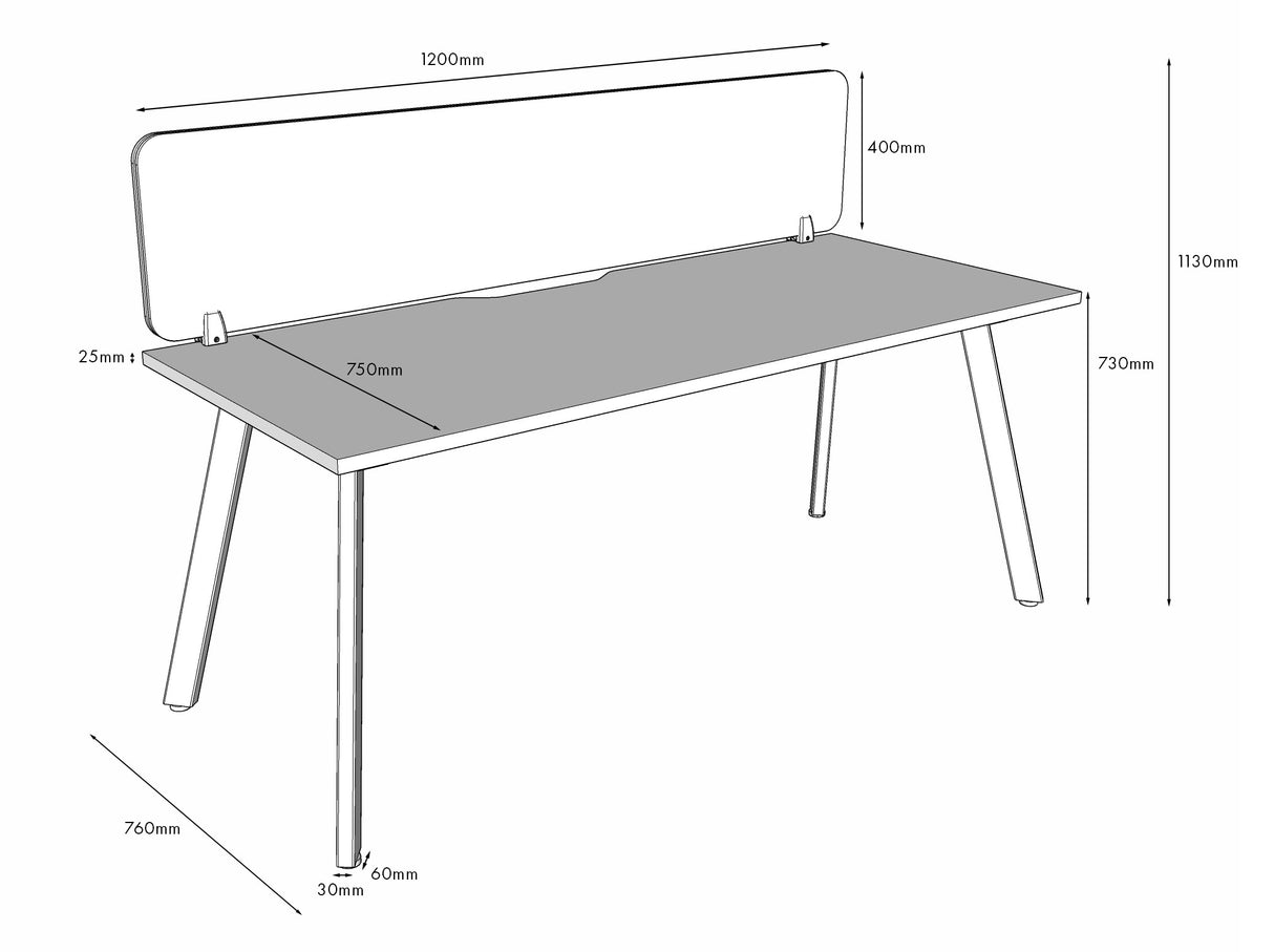 RL Eternity Single Sided Workstation with SHUSH30 Screen