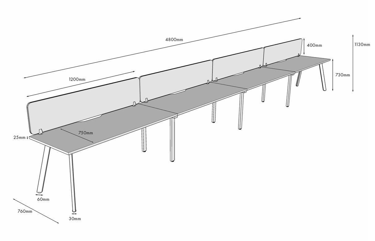 RL Eternity Single Sided Workstation with SHUSH30 Screen