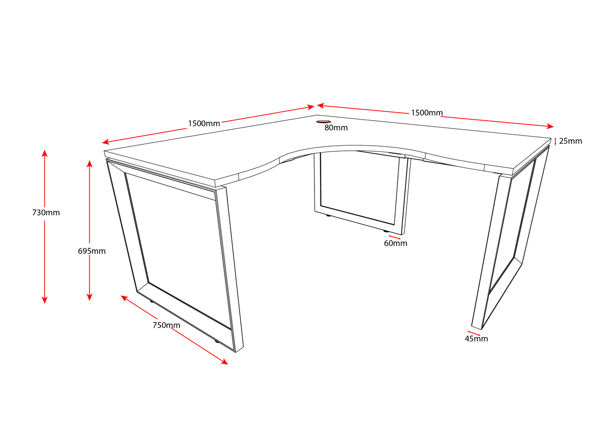RL Infinity Loop Leg Corner Desk