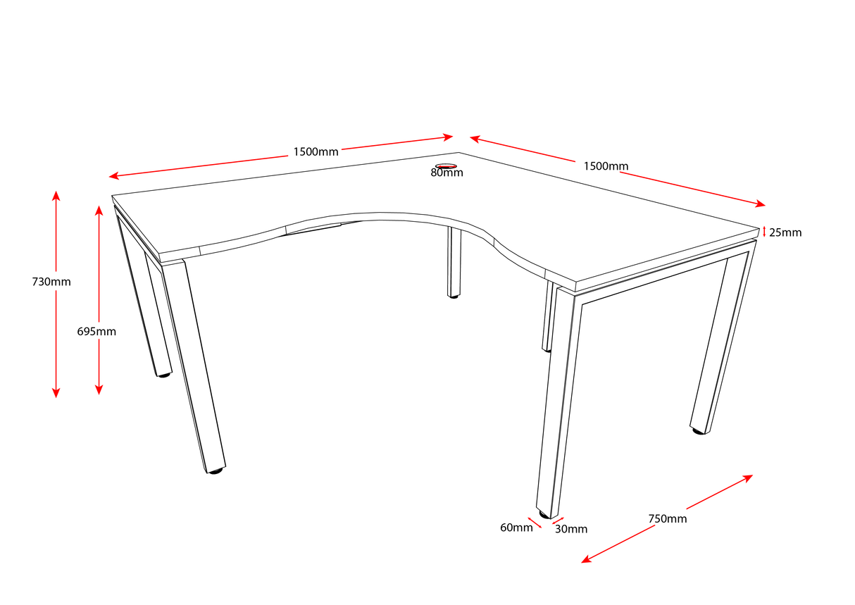 RL Infinity Profile Leg Corner Desk