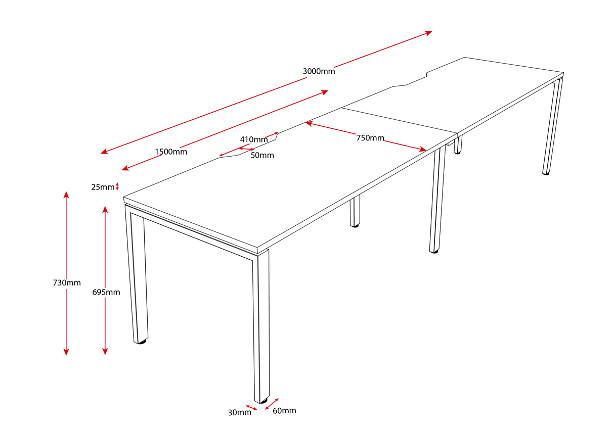 RL Infinity Profile Leg Single Sided System Desk