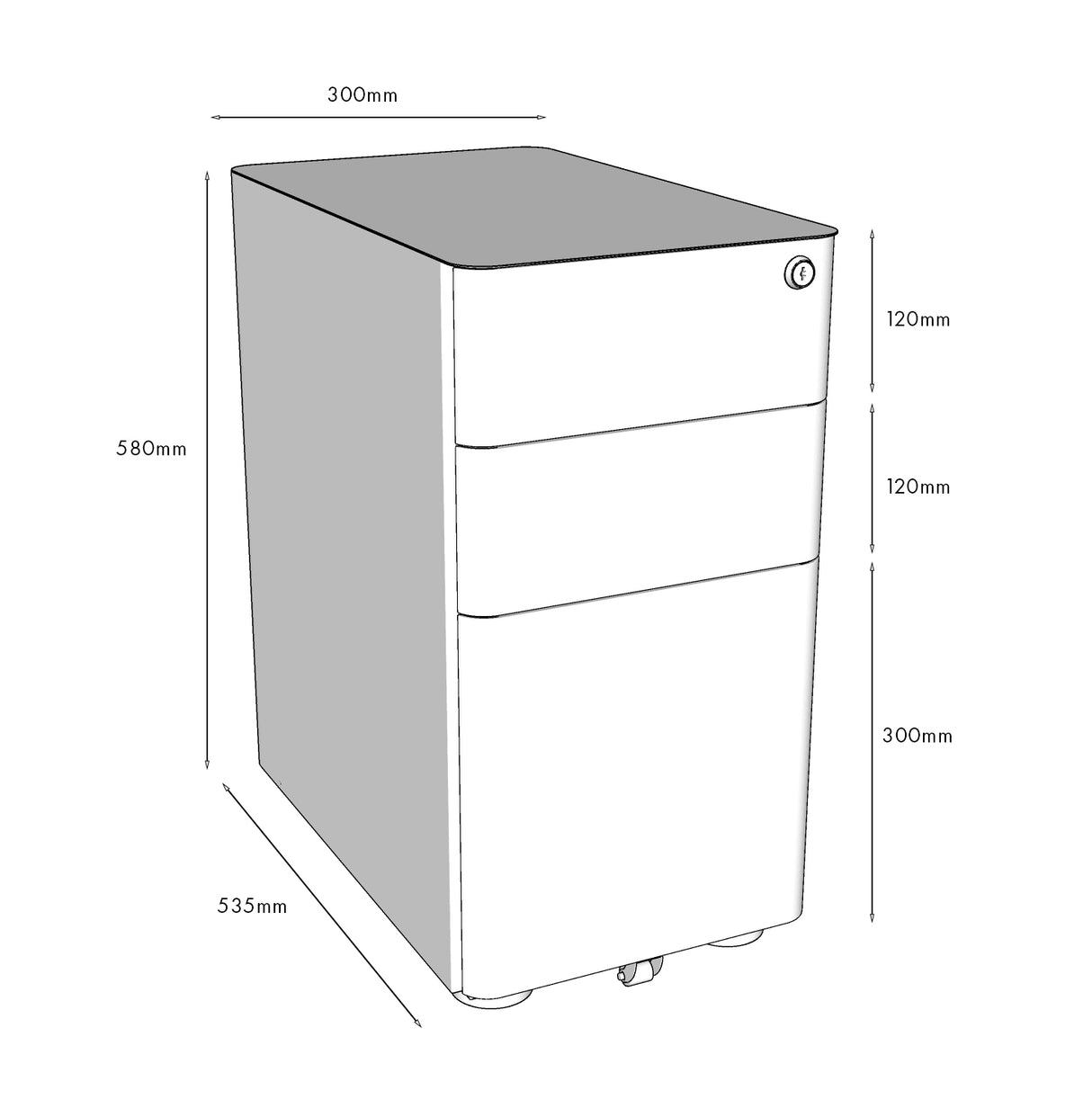 RL Eternity Slimline 2 Lockable Drawer 1 Filing Drawer Mobile Pedestal