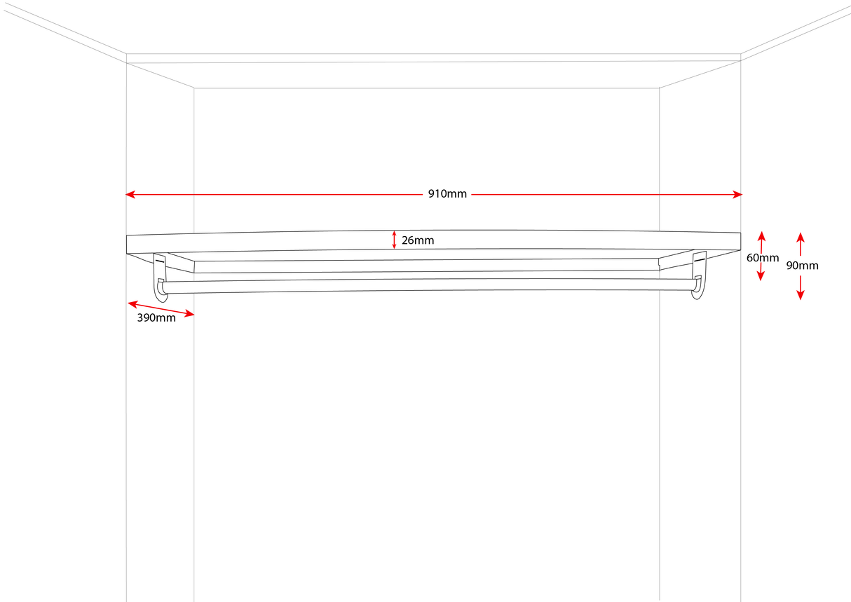 RL GO Steel Shelf with Hanging Rail for Go Steel Cupboard