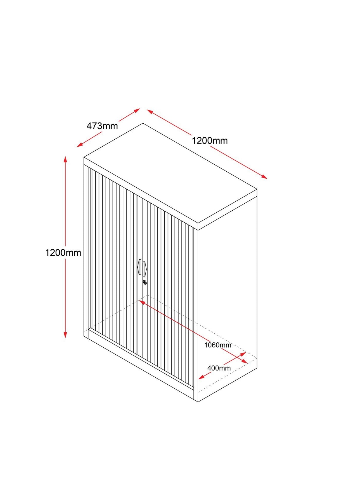 RL GO Tambour Door 1200mm Wide Cupboard