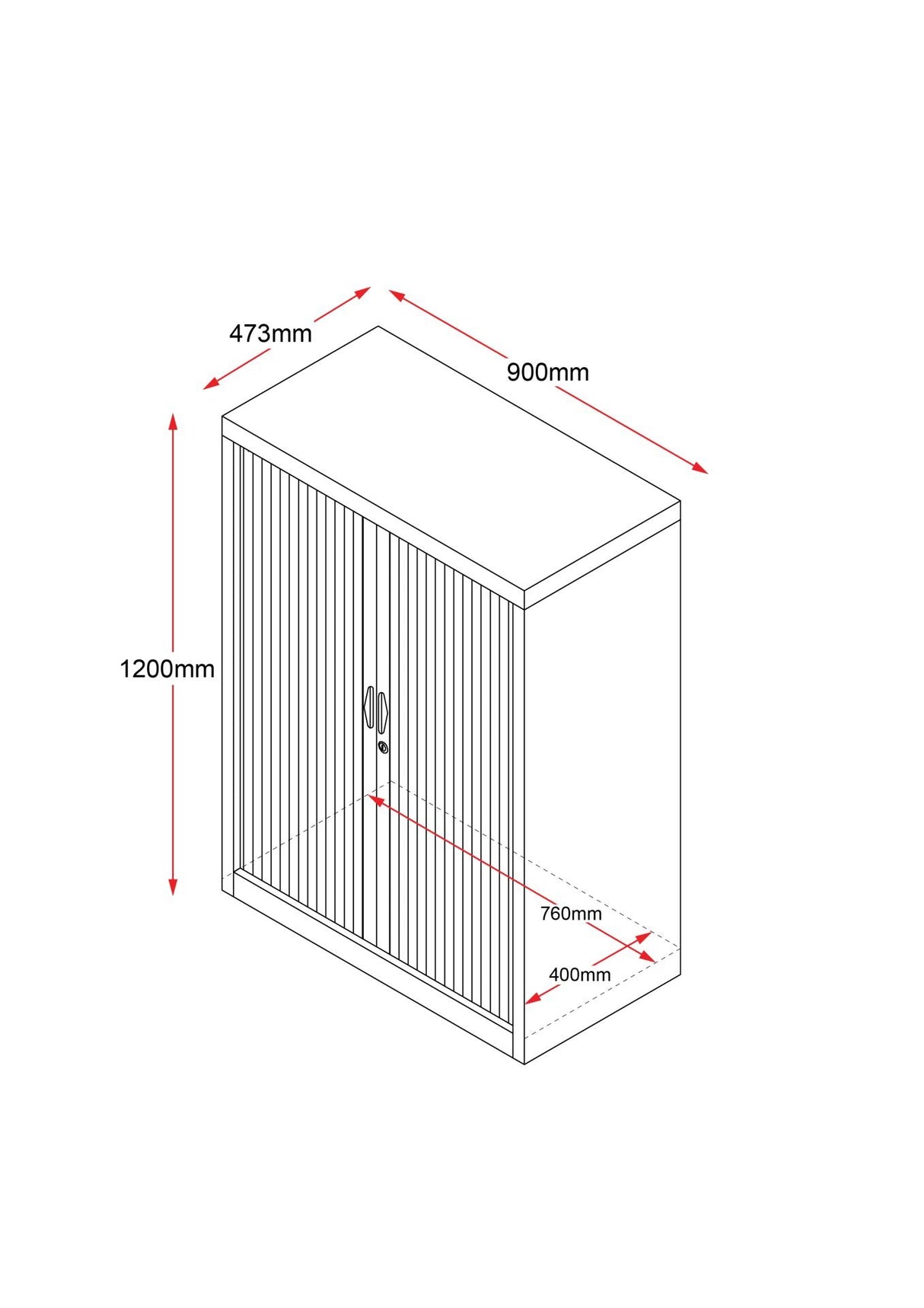 RL GO Tambour 900mm Wide Sliding Door Cupboard