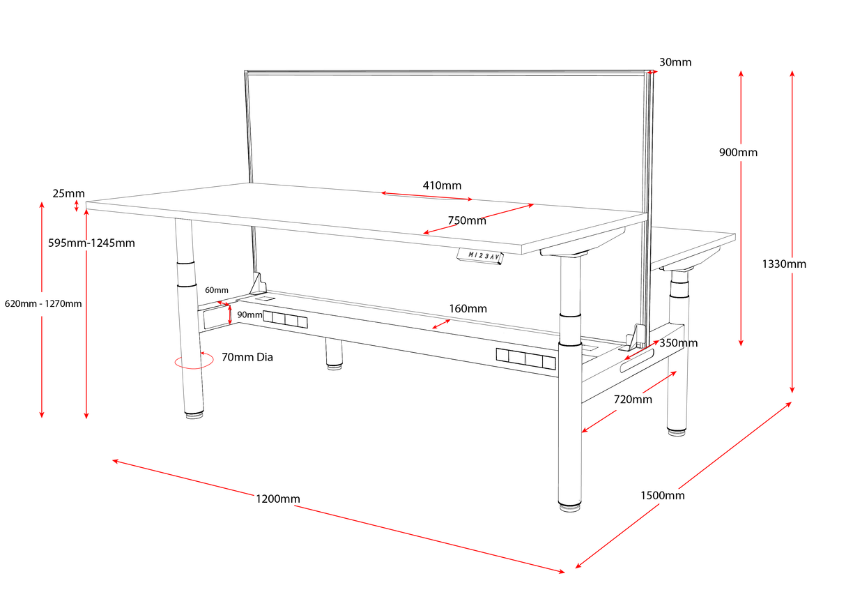 RL Halo Plus Motorized Height Adjustable Back to Back 2 User Desk
