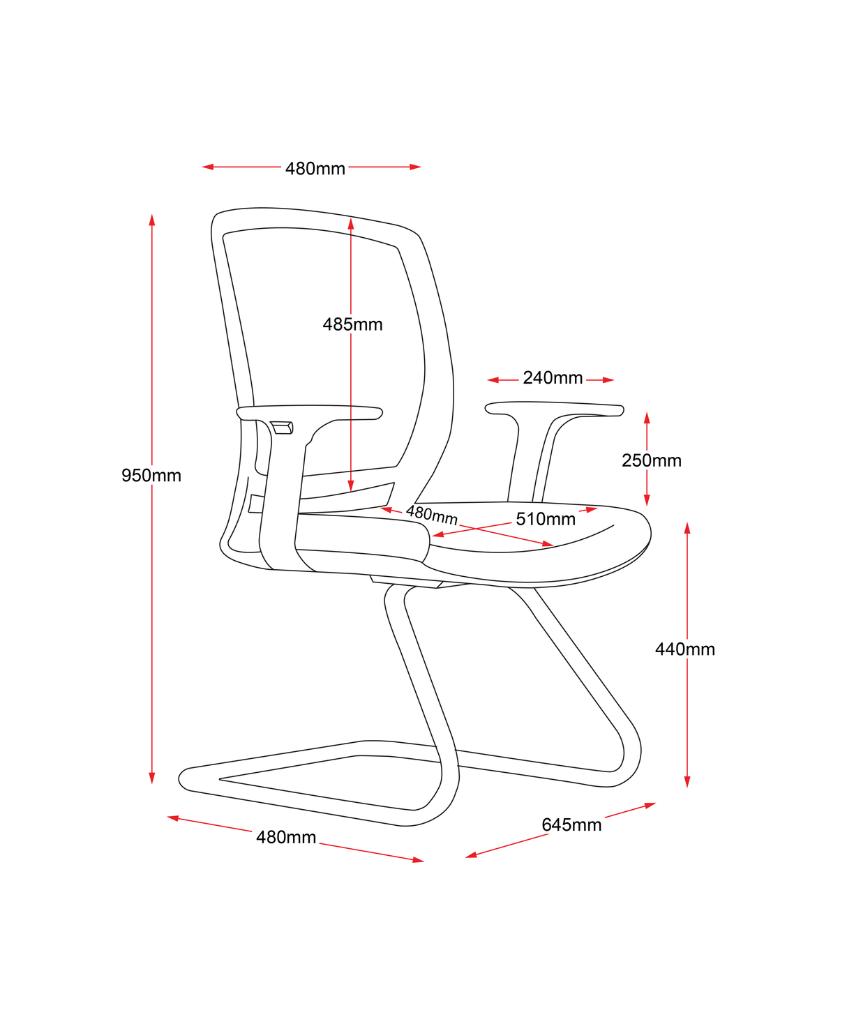 RL Harley Sled Base Mesh Back Visitor Chair