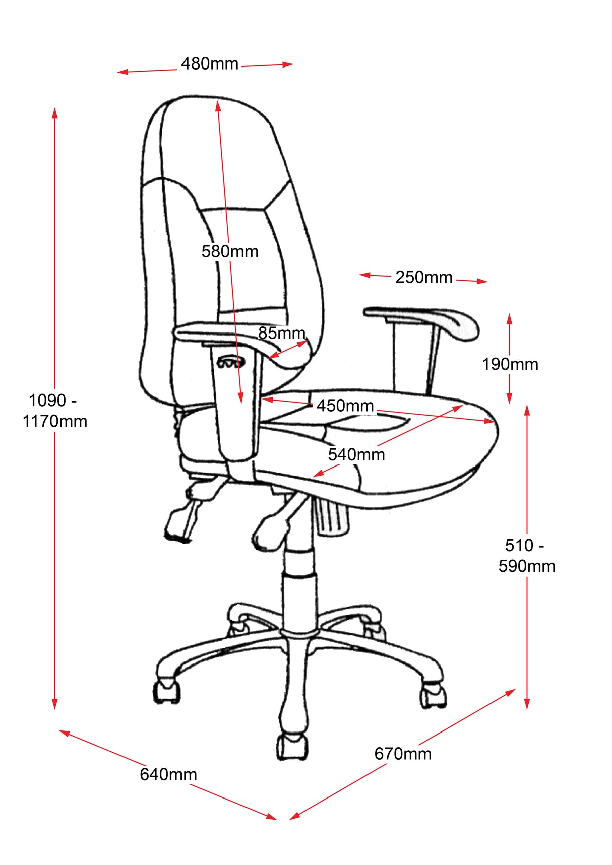 RL PU300 High Back PU Leather Upholstered Executive Chair