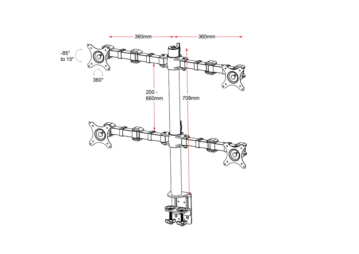 RL Revolve Quad Monitor Arm