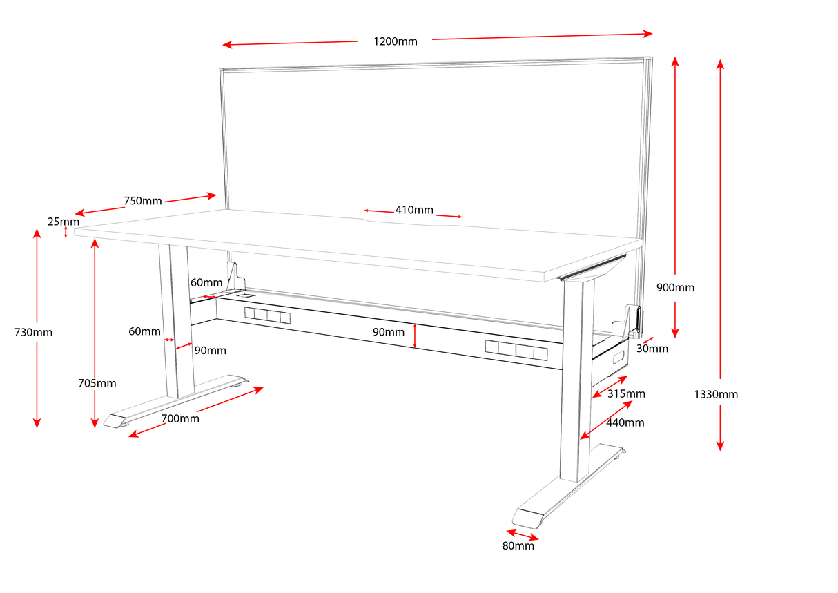 RL Boost Static Single Sided Workstation with Grey Eco Panel Screen