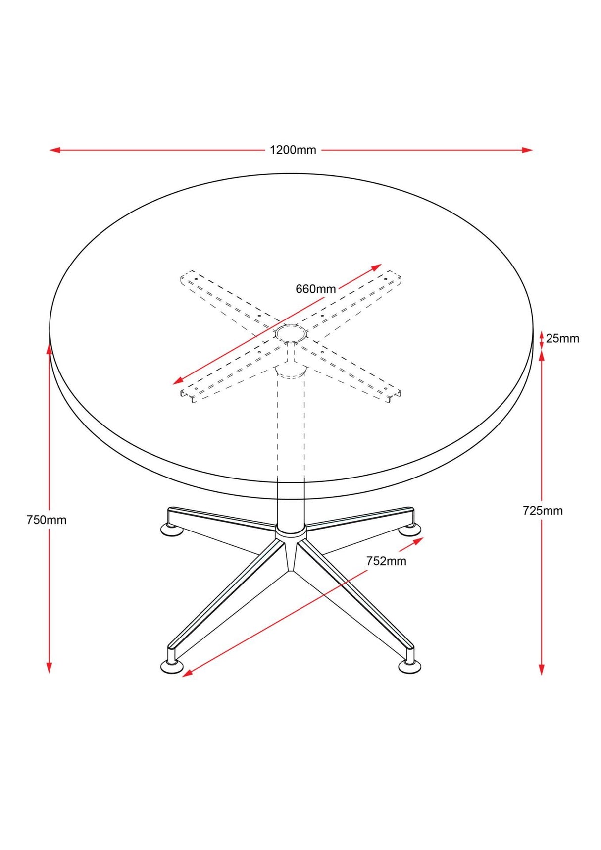 RL Typhoon Black Base Round Meeting Table