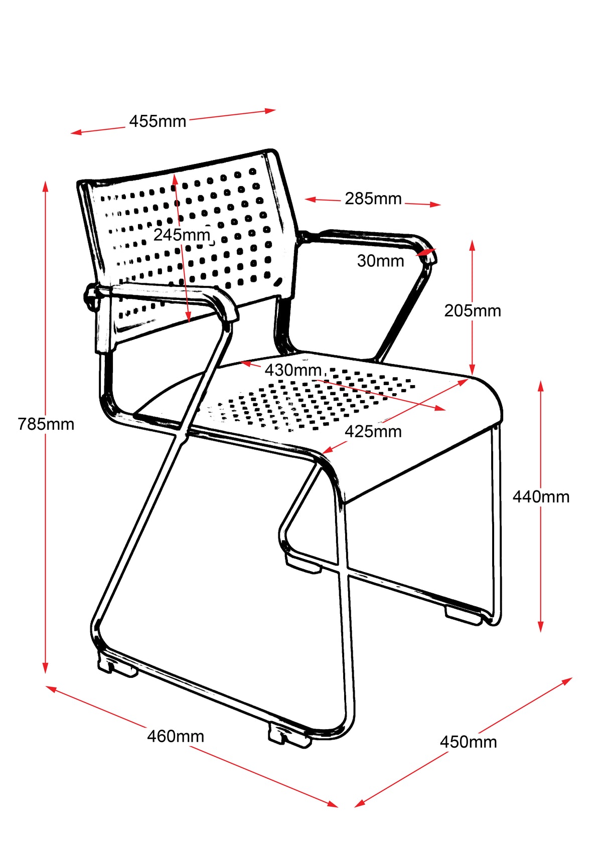 RL Wimbledon Stackable Chrome Sled Base Visitor Armchair