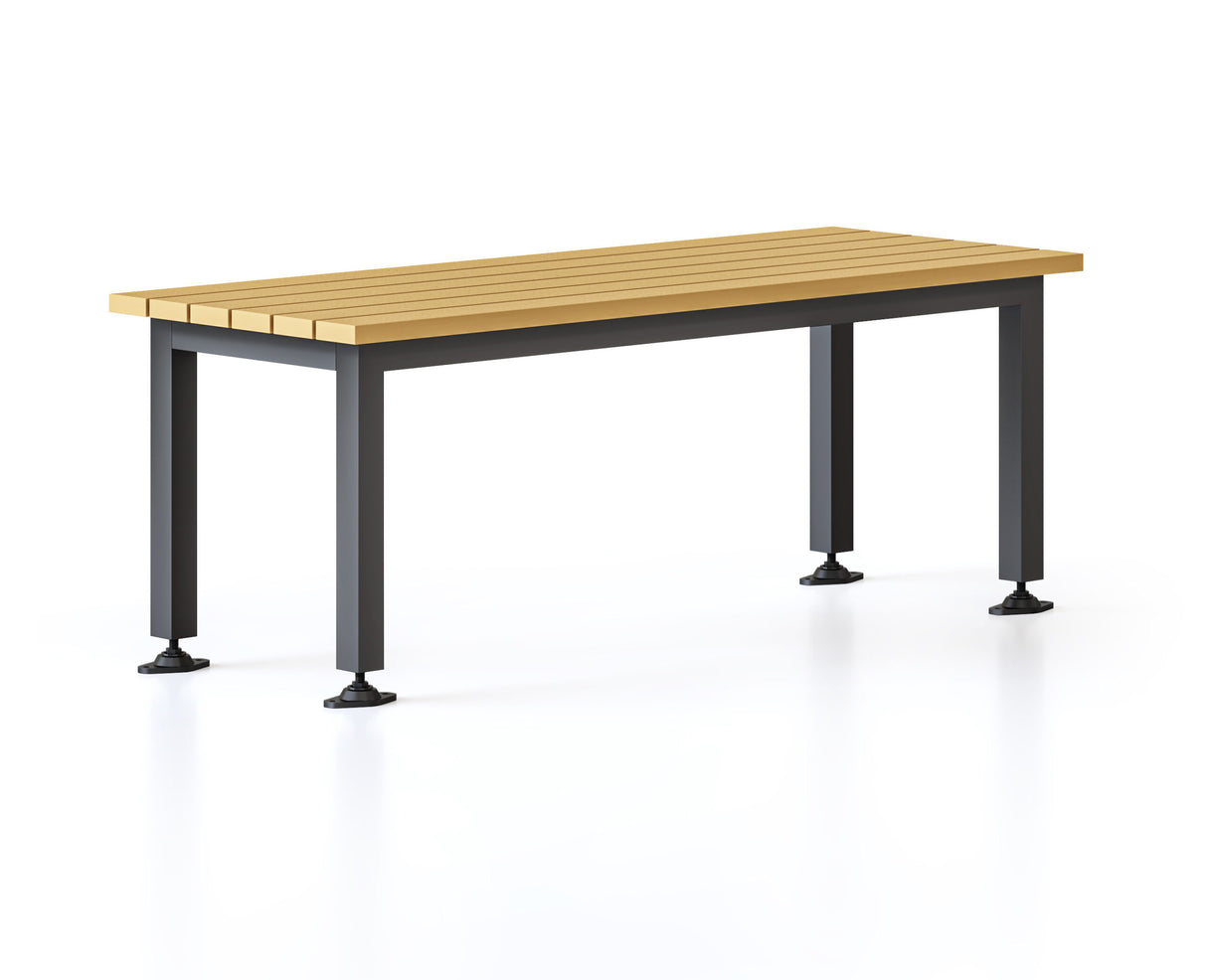 RL Teak Timber Slat Top Metal Leg Bench Seat