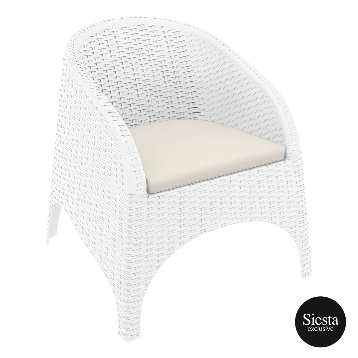 FL 7 Piece Tahiti Hospitality Outdoor Dining Table with Aruba Armchair & Cushion
