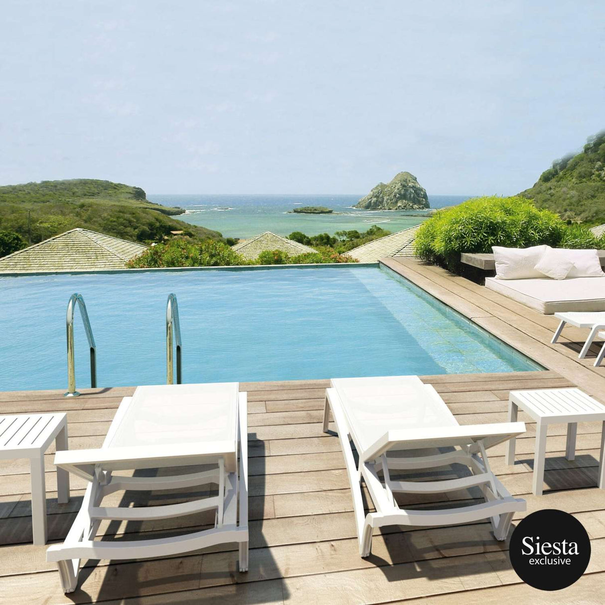 FL 4 Pacific Poolside Sunlounger with 3 Ocean Side Table Package